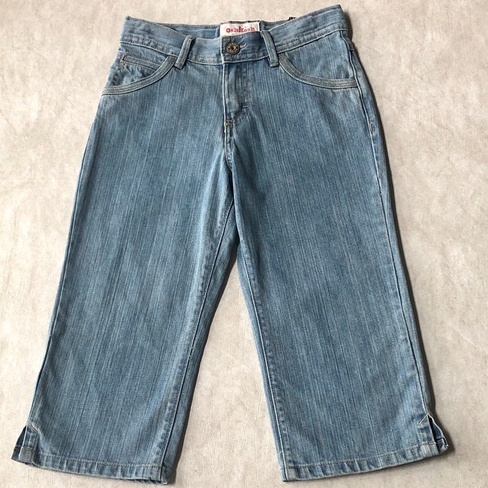 Oshkosh B’Gosh Girls Straight Leg Adjustable Waist 5 Pockets Capris Jeans Size 8